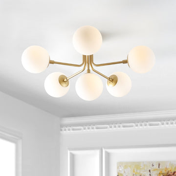 Olivier Parisian 24" Globe Modern Industrial Iron Bistro LED Semi Flush Mount
